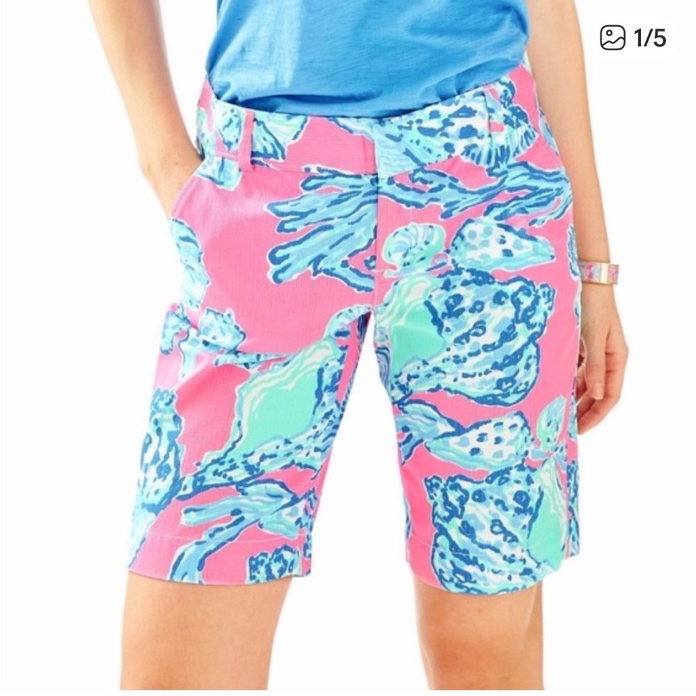 Like New Lilly Pulitzer Barefoot Princess Chipper Bermuda Shorts 100% Cotton